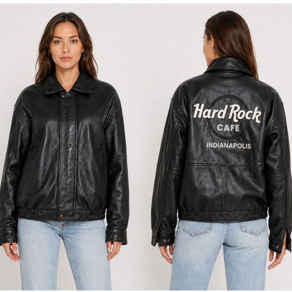 Vintage Hard Rock Cafe Indianapolis Leather Jacket Size Medium
